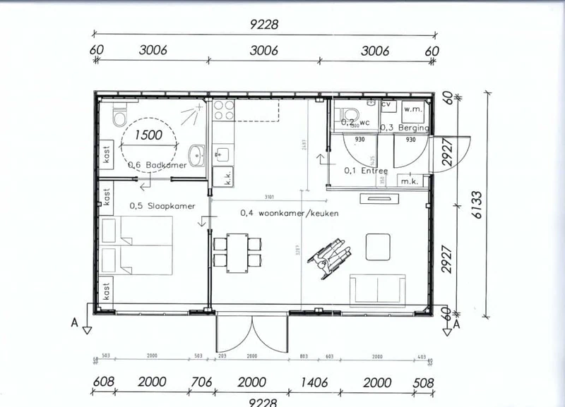 Plattegrond van Complete, instapklare mantelzorgwoning van 56,6 m²