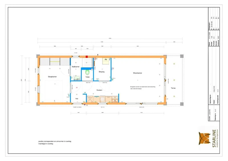 Plattegrond van Complete mantelzorgwoning van 60 m² met terras
