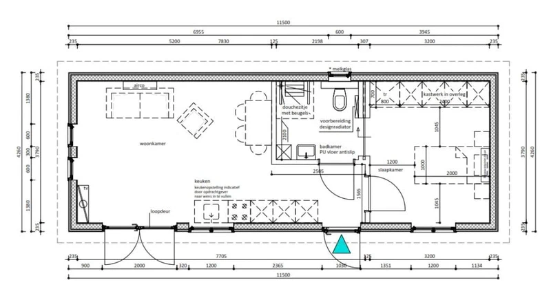 Plattegrond van Luxe mantelzorgwoning van 48 m² uit 2022